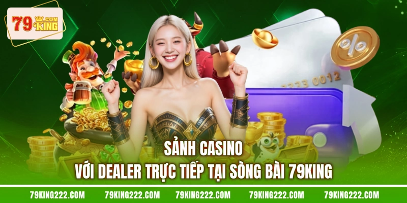 Sảnh casino với dealer trực tiếp tại sòng bài 79KING